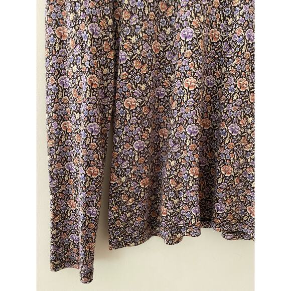 Rebecca Taylor Modal Wool Mock Neck Floral Top Lavish Garden Purple EUC Large - Picture 3 of 10